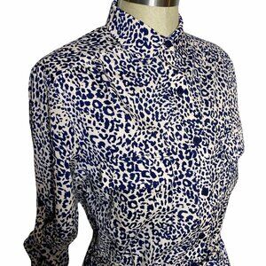 Collective Concepts Dress Womens Size S Tan Navy Leopard Cheetah Animal Print